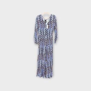 Anthropologie Breezy Wide Leg Jumpsuit  Blue Chevron Size Medium